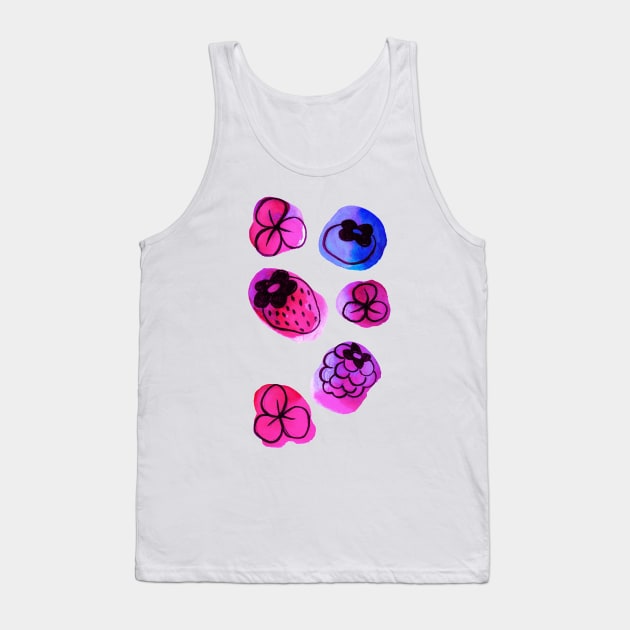 Berries and Flowers Watercolor Tank Top by saradaboru